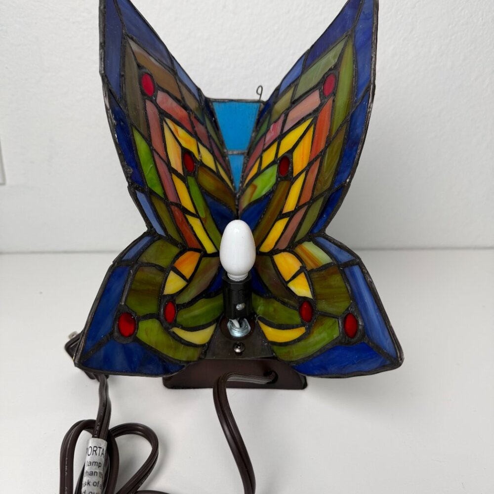 Stained Glass Butterfly Lamp - Tiffany Style Accent Light - Home Decor - Picture 4 of 7